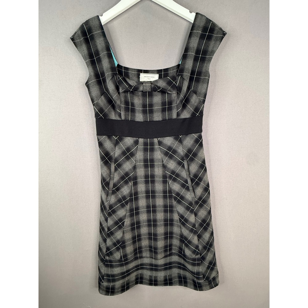 Anthropologie Moulinette Soeurs Dress Womens 4 Gray Plaid Dark Academia Y2k
